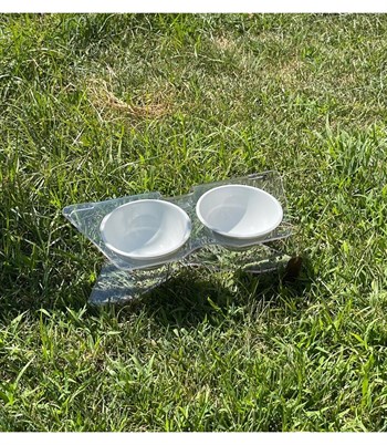 Kedi ve Köpek Dekorotif Mama ve Su Kabı  Beyaz Kase BuShop Modern  Akirilik Casper X Serisi