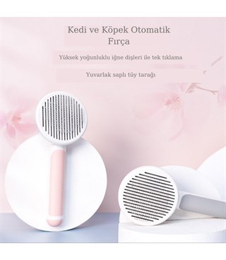 Kedi & köpek Fırçası otomatik Tuşlu ve Tüy Toplayıcı Tarak Pembe