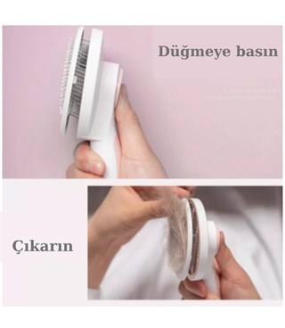 Kedi & köpek Fırçası otomatik Tuşlu ve Tüy Toplayıcı Tarak Pembe