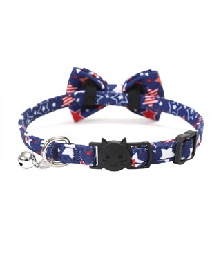 Kedi ve Köpek Papyon Boyun Tasması Amerikan Desenli  Bushop 