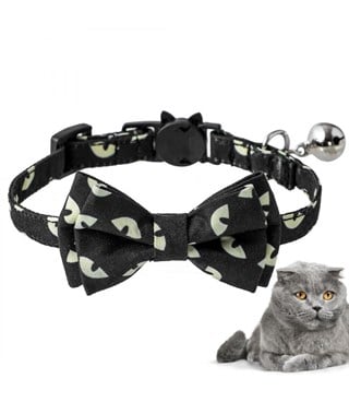 Kedi ve Köpek Papyon Boyun Tasması Kedi Desenli Bushop 