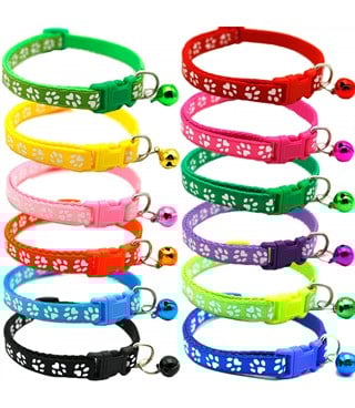 Kedi ve Köpek Boyun Tasması Pati Desenli ve Zilli-kırmızı