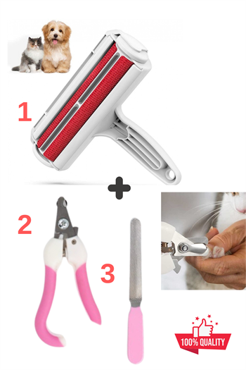 Kedi ve Köpek Tüy Toplama Rulosu, Tırnak makası ve törpüsü, Süper 3 lü İthal Set