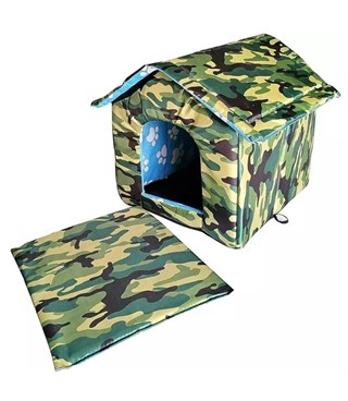 Kedi ve Köpek Yuvası BuShop Yatağı Kulübesi kamufulaj desenli