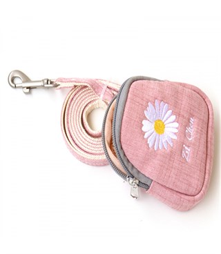 Kedi ve Yavru Köpek Göğüs Tasması Gezdirme Seti Papatya modeli pembe S BuShop