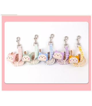 Kedi Giysisi Yürüyüş Tasmalı Kostüm Ekose Deseni BuShop Pembe S