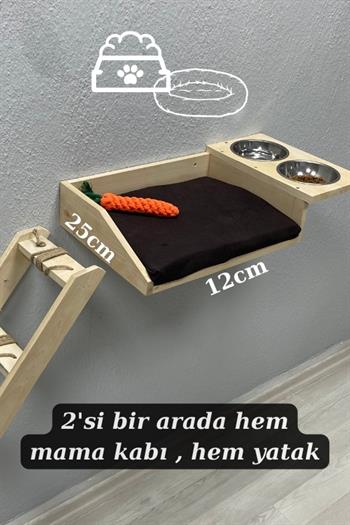 kedi yatağı kedi duvar hamağı ve mama kabı kedi ahşap hamak kedi mama ve su kabı margherita modeli
