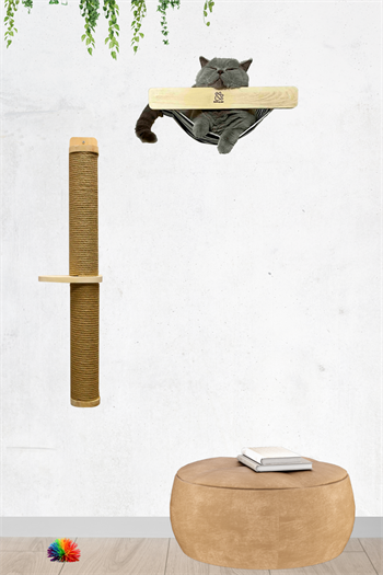 Duvara Monte Kedi Hamağı Ve Kedi Merdiveni Takımı Kedi Yatağı Kedi Hamak ve Merdiven Set