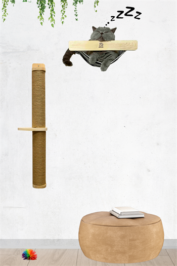 Duvara Monte Kedi Hamağı Ve Kedi Merdiveni Takımı Kedi Yatağı Kedi Hamak ve Merdiven Set