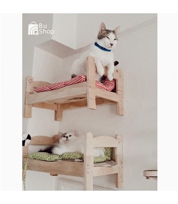 Kedi Yatak, Kedi duvar yatağı, Kedi yer yatağı, Lüx BuShop Ahşap Jupiter Modeli