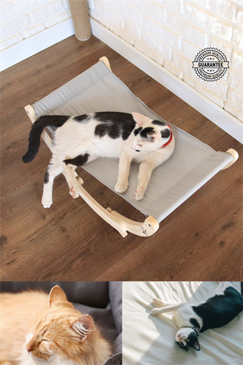 Kedi yatağı ve Kedi şezlongu İkisi Bir Arada, kedi hamağı, Ahşap Kedi Yatağı, Köpek Yatağı, BuShop Elephant 