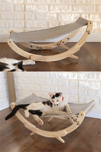 Kedi yatağı ve Kedi şezlongu İkisi Bir Arada, kedi hamağı, Ahşap Kedi Yatağı, Köpek Yatağı, BuShop Elephant 