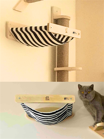 Kedi Yuvası, Kedi duvar yatağı, Kedi Yatağı, Kedi hamağı, Ahşap Modern Set, BuShop Black Zebra Serisi 