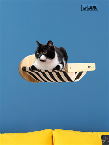 Kedi Yuvası, Kedi duvar yatağı, Kedi Yatağı, Kedi hamağı, Ahşap Modern Set, BuShop Black Zebra Serisi 