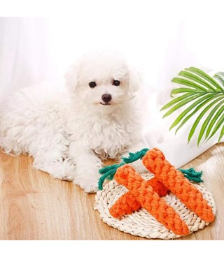 Köpek diş kaşıma ve Isırma oyuncağı – Sağlam Diş İpi Halatı Bushop Havuç 