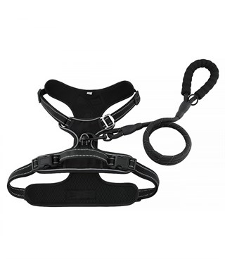 Köpek Göğüs Tasması Gezdirme Seti 2 Li M-110CM- Siyah BuShop