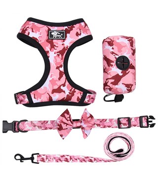 Köpek Göğüs tasması  Koşu Takımı Dörtlü set BuShop S Pembe