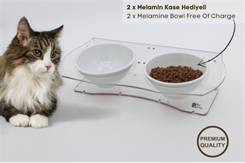 Köpek Kedi Mama Ve Su Kabı-Kırılmaz Melamin İki Adet Kase Hediyeli-Yeni Nesil-Pleksiglas-Şeffaf-BuShop Ghost
