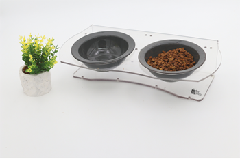 Köpek Kedi Mama Ve Su Kabı-Seramik İki Adet Kase Hediyeli-Yeni Nesil-Pleksiglas-Şeffaf-BuShop Ghost