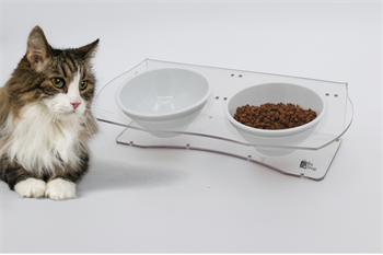 Köpek Kedi Mama Ve Su Kabı-Seramik İki Adet Kase Hediyeli-Yeni Nesil-Pleksiglas-Şeffaf-BuShop Ghost