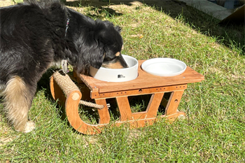 Köpek Mama Ve Su Kabı-Seramik İki Adet Kase Hediyeli-Özel Tasarım-Ahşap-Lüx Armut Kiraz-BuShop Kızak Preminyum