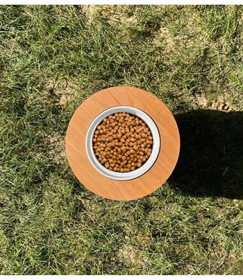 Köpek Mama ve Su Kabı Tekli-Seramik Beyaz Kase BuShop Kaliteli Ahşap Cindy Serisi