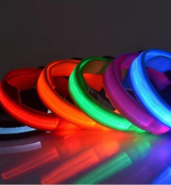 Köpek Tasmaları Led Işık Köpek Tasması Özel Etiketli BuShop Yansıtıcı Kırmızı M
