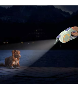 Köpek Tasması Otomatik Geri Çekilebilir Ledli El Fenerli BuShop 5m Mor