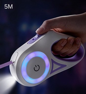 Köpek Tasması Otomatik Geri Çekilebilir Ledli El Fenerli BuShop 5m Mor