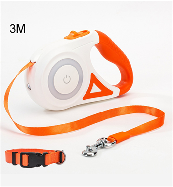 Köpek Tasması Otomatik Geri Çekilebilir Ledli El Fenerli BuShop -3m-Turuncu
