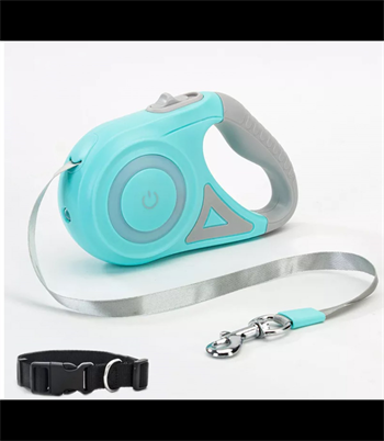 Köpek Tasması Otomatik Geri Çekilebilir Ledli El Fenerli BuShop 5m Turkuaz