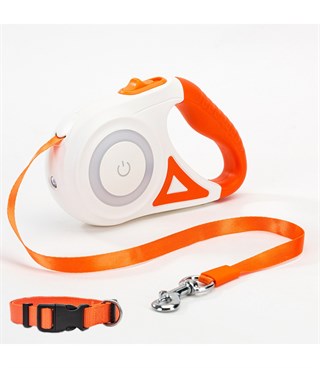 Köpek Tasması Otomatik Geri Çekilebilir Ledli El Fenerli BuShop -5m-Turuncu