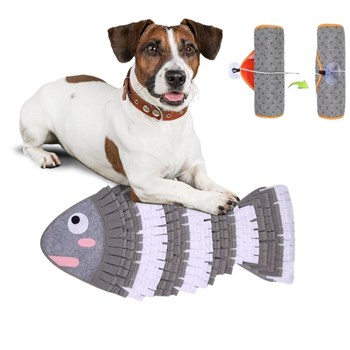 Köpek ve Kedi Oyuncağı Eğitim ve Enerji Oyuncağı BuShop Diş Kaşıma Önleyici Balık Gri Modeli