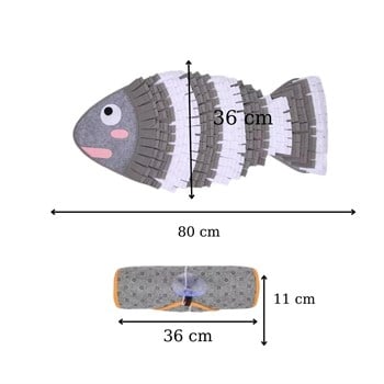 Köpek ve Kedi Oyuncağı Eğitim ve Enerji Oyuncağı BuShop Diş Kaşıma Önleyici Balık Gri Modeli