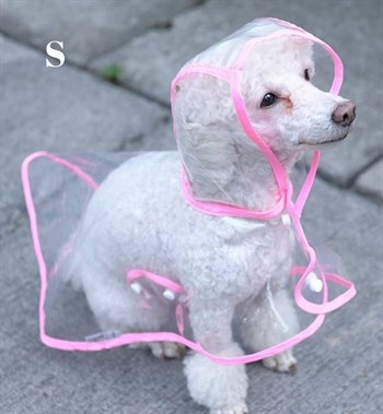 Köpek ve Kediler için şeffaf Yağmurluk Pembe Small