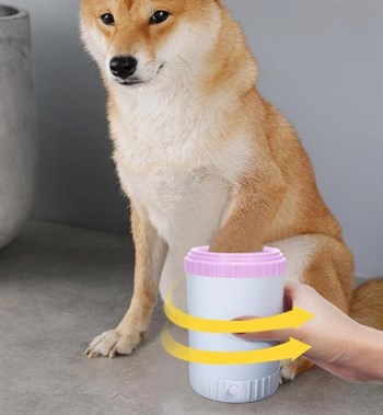 Köpeki Pati Temizleme Aparatı ve  Pati Yıkama Kupası Kir Temizleyici Yüksek Kaliteli Silikon Büyük Boy Fırça -İthal-Pembe