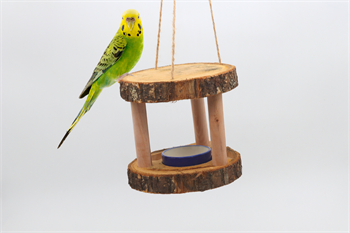 Askılı Kuş Mama ve Su Balkonu-Kuşlar için Doğal Suluk ve Mamalık-Seramik Bir Adet Kase Hediyeli-Gerçek Ahşap-BuShop Doğal Yaşam