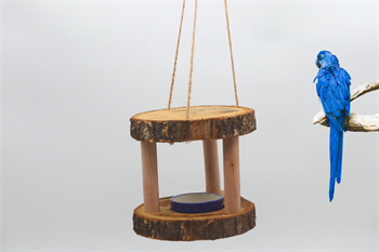 Askılı Kuş Mama ve Su Balkonu-Kuşlar için Doğal Suluk ve Mamalık-Seramik Bir Adet Kase Hediyeli-Gerçek Ahşap-BuShop Doğal Yaşam