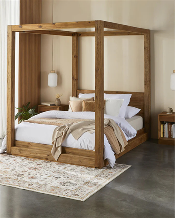 Kütük Karyola Ahşap Yatak Odası Çift Kişilik Vesta