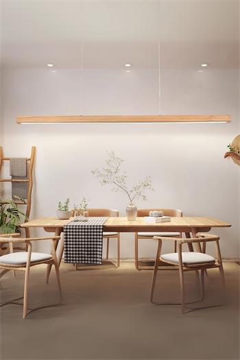 Led Avize Modern Avize Modelleri Yükseklik Ayarlı BuShop Lumiwood 120cm Natural Renk Gün Işığı Led Sarkıt Avize