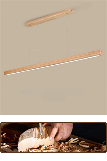 Led Avize Modern Avize Modelleri Yükseklik Ayarlı BuShop Lumiwood 120cm Natural Renk Gün Işığı Led Sarkıt Avize