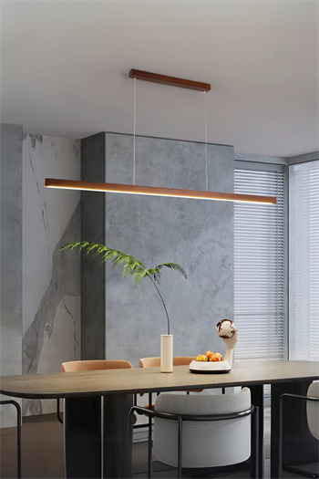 Led Avize Modern Avize Modelleri Yükseklik Ayarlı BuShop Lumiwood 120cm Ceviz Renk Gün Işığı Led Sarkıt Avize