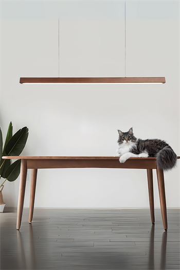 Led Avize Modern Avize Modelleri Yükseklik Ayarlı BuShop Lumiwood 120cm Ceviz Renk Gün Işığı Led Sarkıt Avize