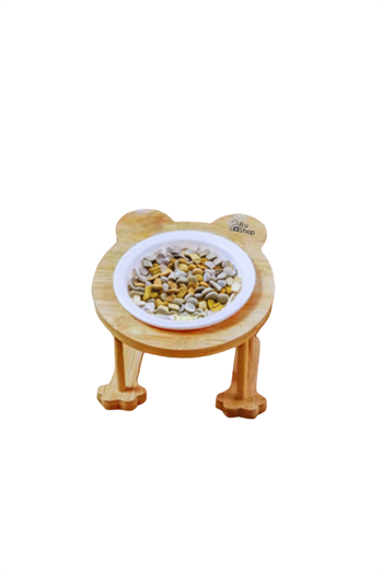 Mama kabı,mama ve su kabı kedi mama tek hazneli kabı,köpek mama kabı,mama kabı ahşap,mama kabı melamin elit zeytin tasarım BuShop