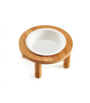 Mama ve Su Kabı Kedi  Köpek İçin Tekli BuShop Doğal Ahşap  Seramik Kase Cindy