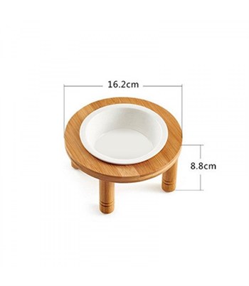 Mama ve Su Kabı Kedi  Köpek İçin Tekli BuShop Doğal Ahşap  Seramik Kase Cindy