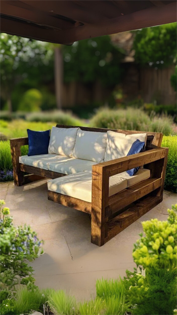 Masif Ahşap Bahçe Mobilyası Balkon L Koltuk 2 Kişilik Vesta Köşe