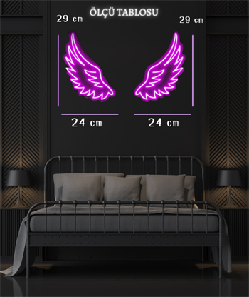 Melek kanadı Neon led tabela, Parti temalı duvar , Doğum günü, dekorasyon odası, Ev, Parti