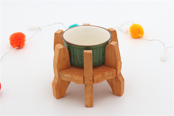 Minik Canlı Kuş, Kemirgen Mama Ve Su Kabı-Yeşil Seramik Bir Adet Kase Hediyeli-Gerçek Ahşap-Armut Kiraz-BuShop Minik