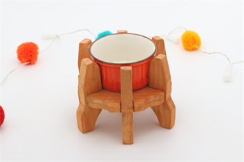 Minik Canlı Kuş, Kemirgen Mama Ve Su Kabı-Turuncu Seramik Bir Adet Kase Hediyeli-Gerçek Ahşap-Armut Kiraz-BuShop Minik